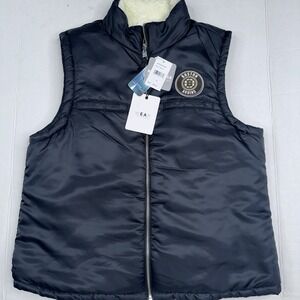 Boston Bruins Vest Womens Medium Black White NHL Hockey Reversible Sherpa Fleece